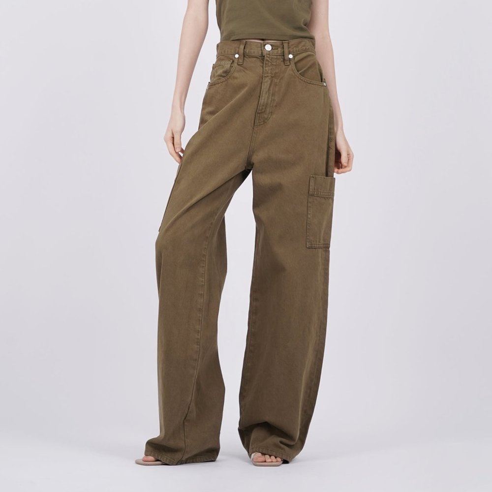 FRAME High Waist Baggy Pocket Jeans in Washed Surplus Size 28